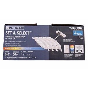 Utilitech Set & Select 4in LED Recessed Trim 2700K-6500K 540lm 4ct